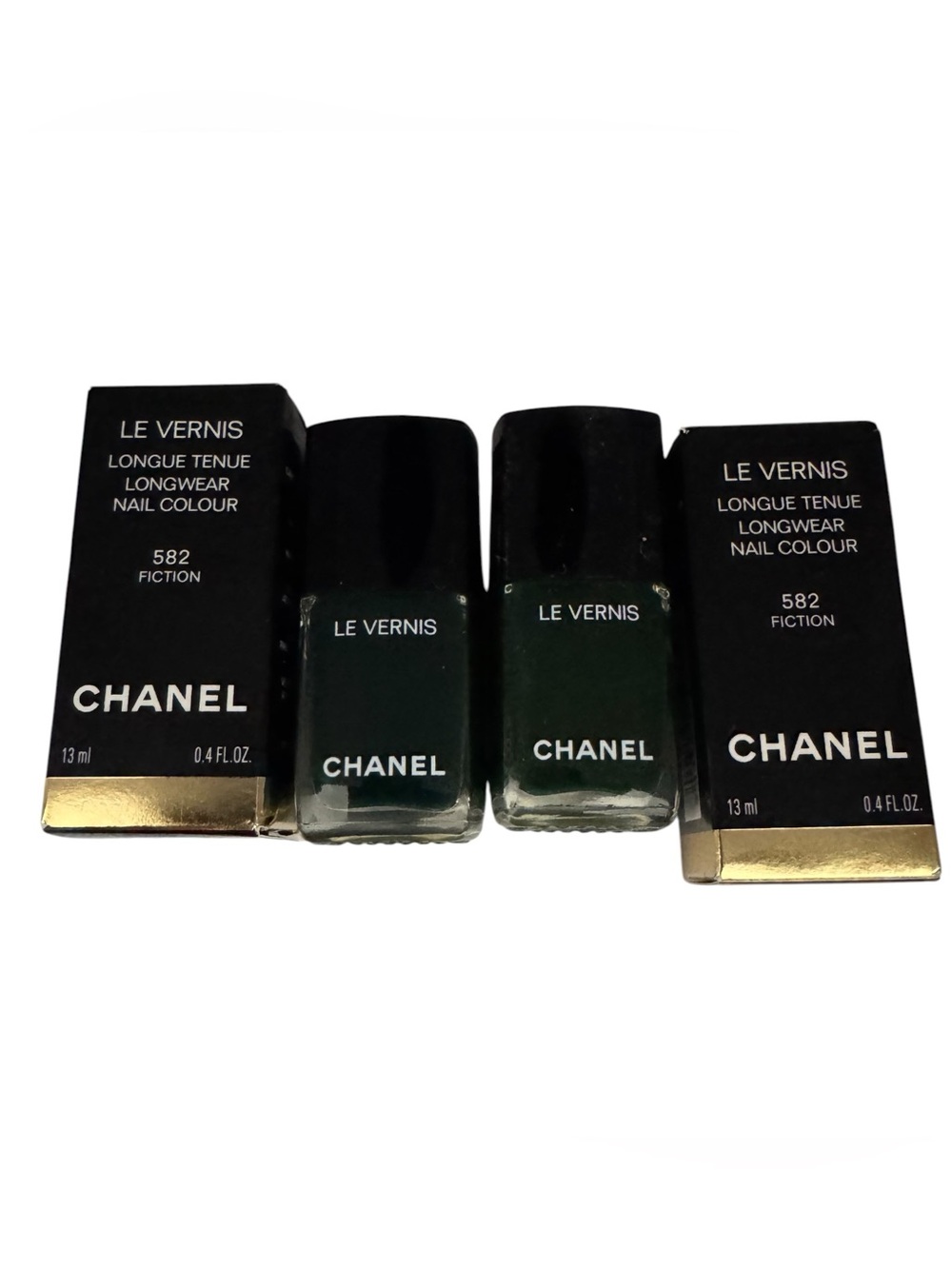 Chanel Le Vernis Longwear Nail Polish 582 Fiction Dark Green Lot 2